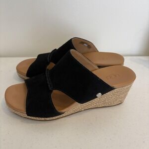 UGG Shoes Womens Size 7 Suede Wedge Sandals Platform Espadrille Slide 1120036‎